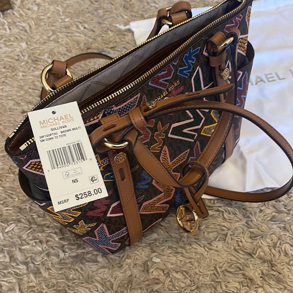 Brown multi-colored authentic Michael Kors Over the Shoulder purse. - Picture 4 of 6